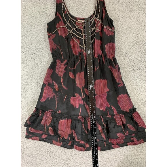 Anthropologie Ecote Beaded Tapestry Dress Red Black Floral Embellished - Picture 7 of 13